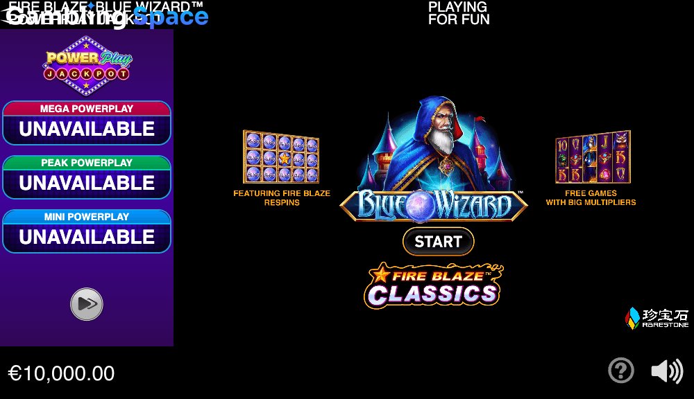 Fire Blaze: Blue Wizard PowerPlay Jackpot – Screenshot 1