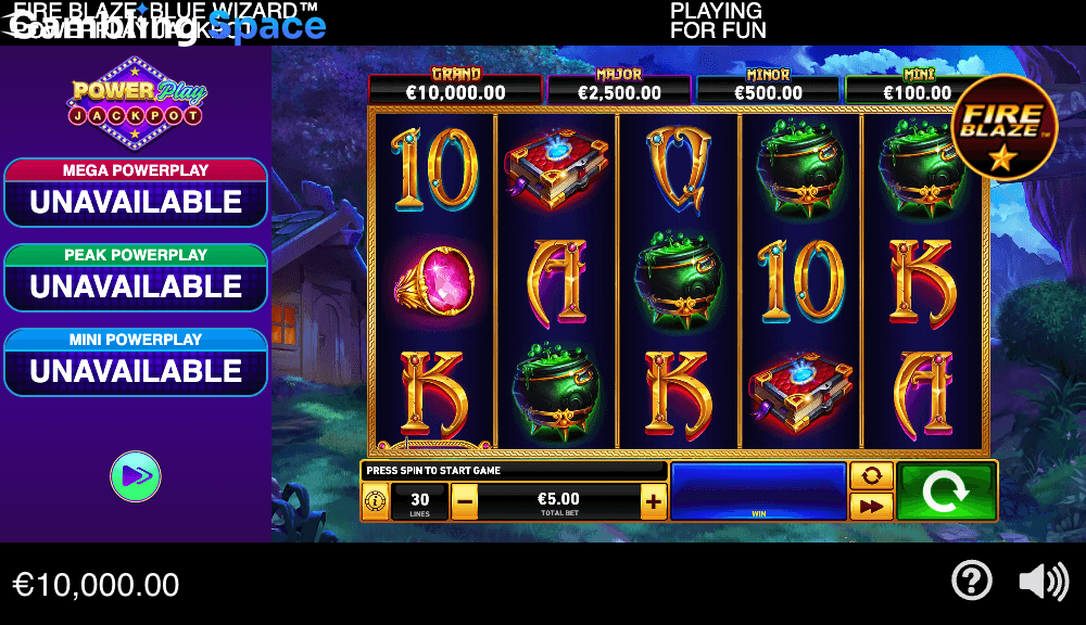 Fire Blaze: Blue Wizard PowerPlay Jackpot – Screenshot 2