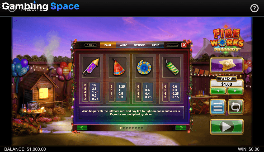 Fireworks Megaways – Screenshot 1