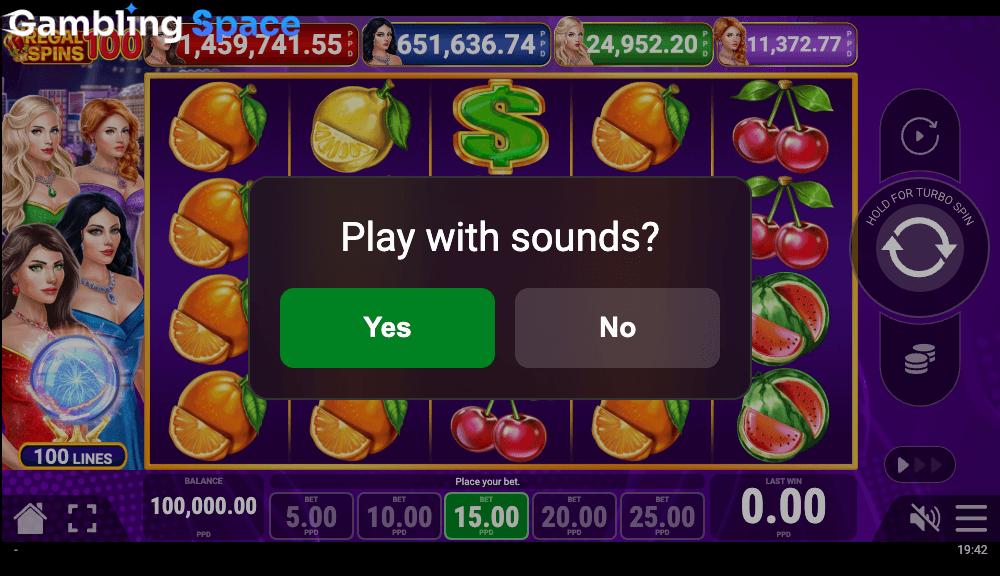 Regal Spins 100 – Screenshot 1