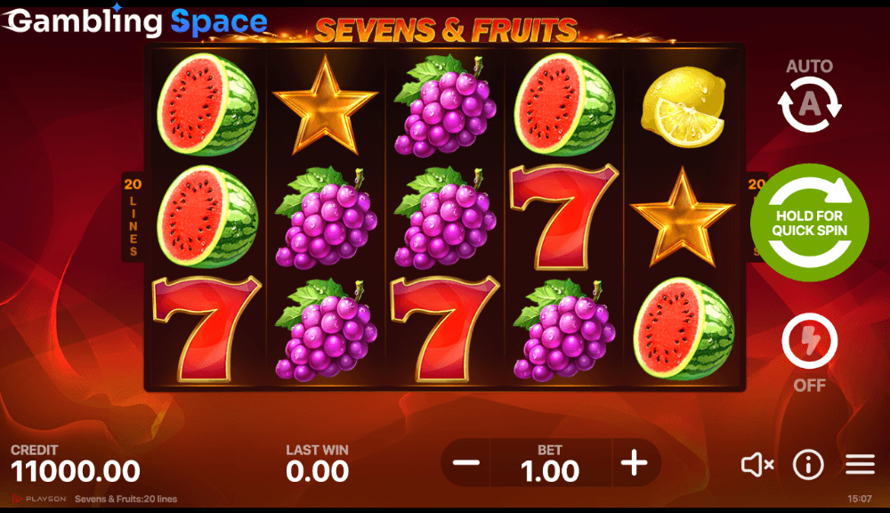 Sevens & Fruits: 20 Lines – Screenshot 2