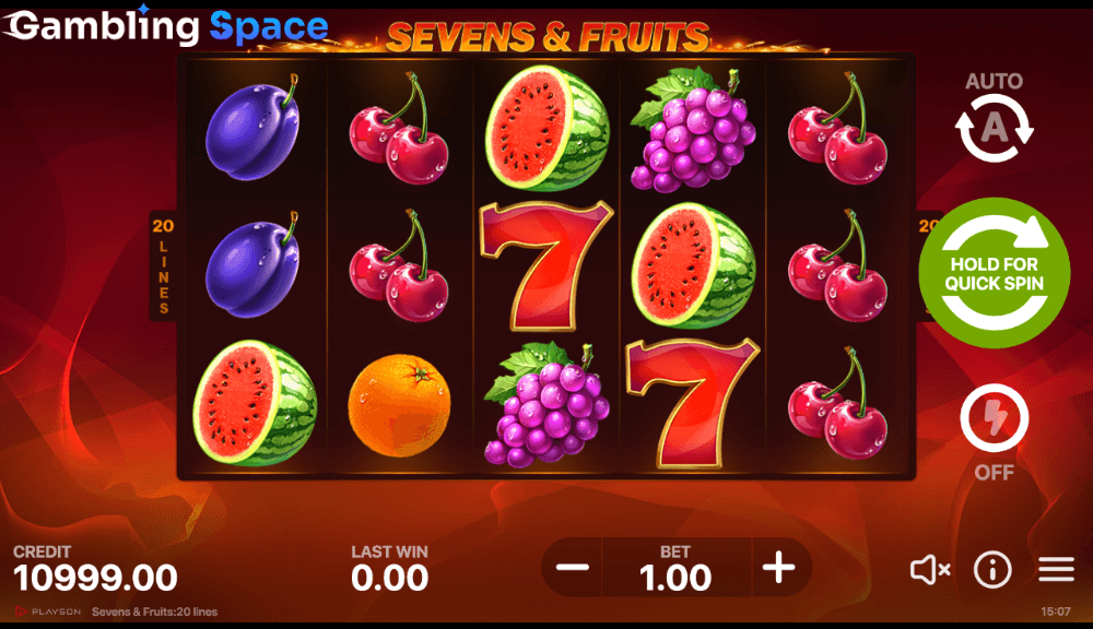 Sevens & Fruits: 20 Lines – Screenshot 3