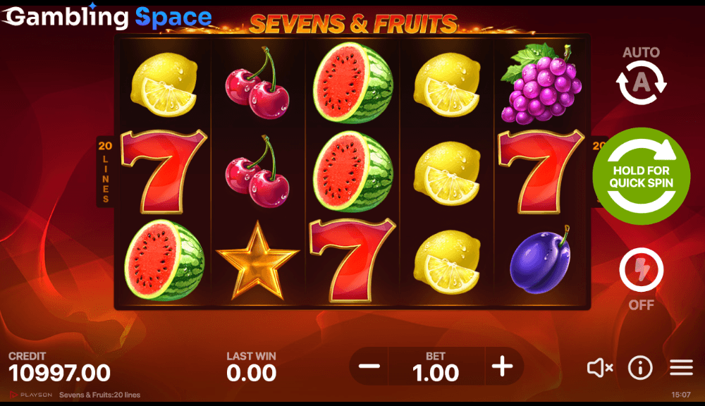 Sevens & Fruits: 20 Lines – Screenshot 5