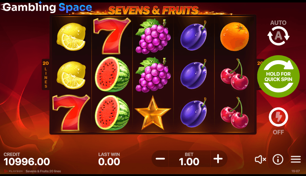 Sevens & Fruits: 20 Lines – Screenshot 6