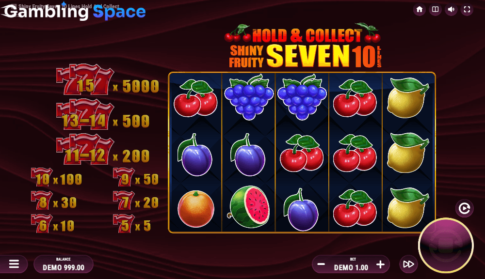 Shiny Fruity Seven 10 Lines Hold and Collect – Screenshot 2
