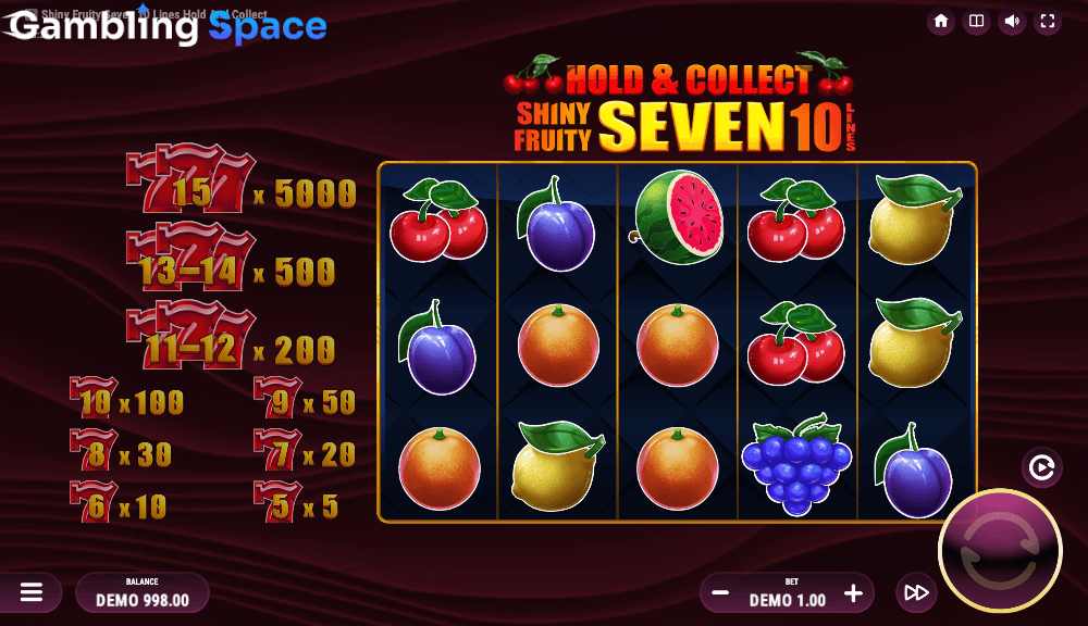 Shiny Fruity Seven 10 Lines Hold and Collect – Screenshot 3