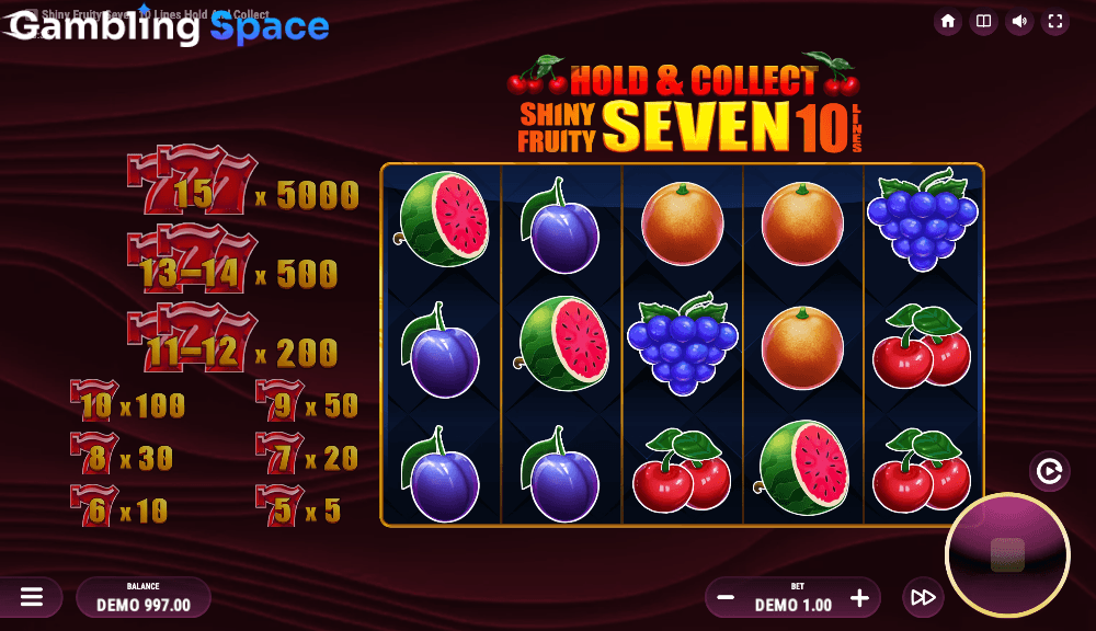 Shiny Fruity Seven 10 Lines Hold and Collect – Screenshot 4
