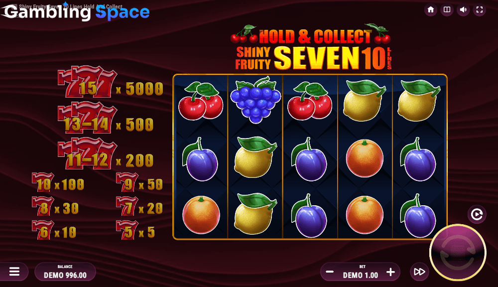 Shiny Fruity Seven 10 Lines Hold and Collect – Screenshot 5