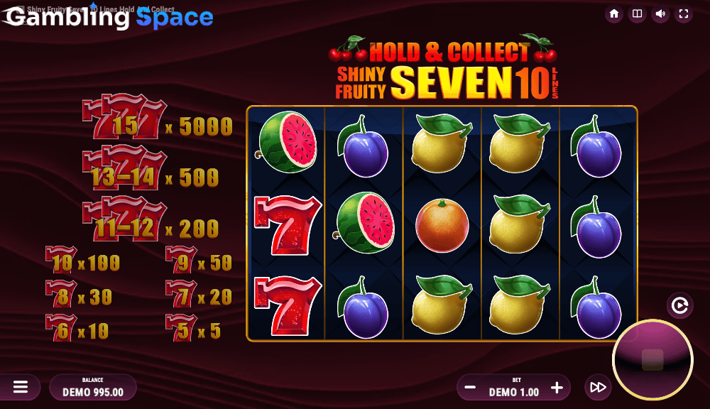 Shiny Fruity Seven 10 Lines Hold and Collect – Screenshot 6