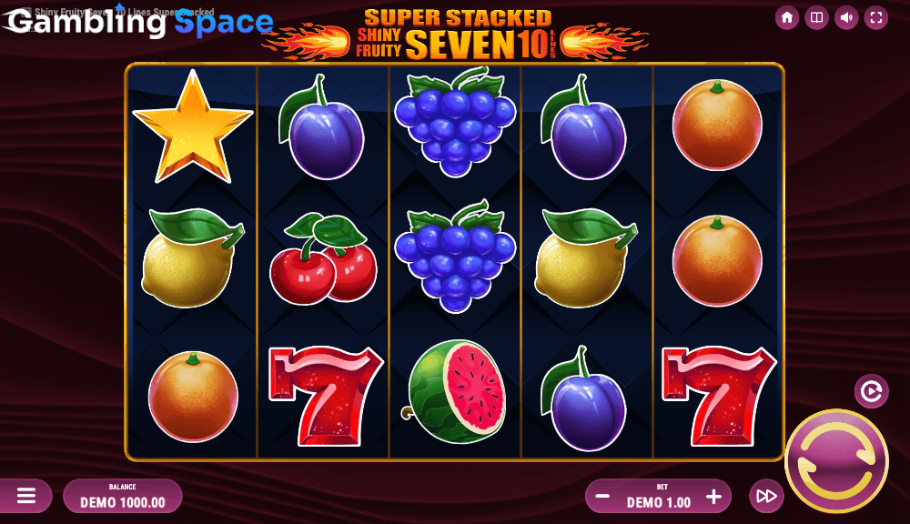 Shiny Fruity Seven 10 Lines Super Stacked – Screenshot 1